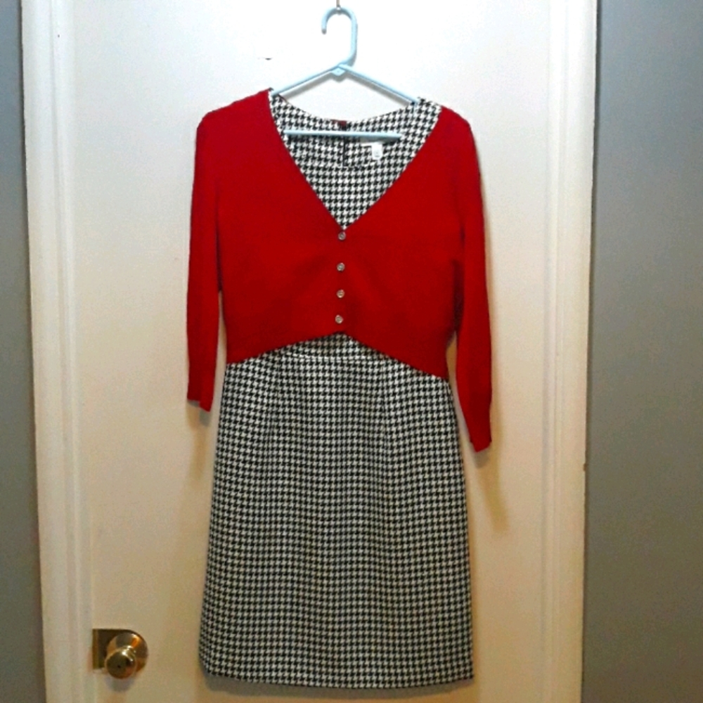 Black and white houndstooth  pencil  dress